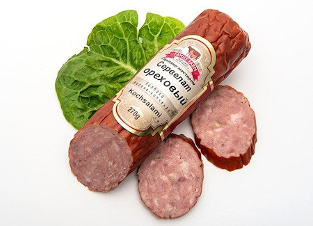 265g Family Farm Meat Kochsalami Servelat mit Nüsse // Сервелат Ореховый