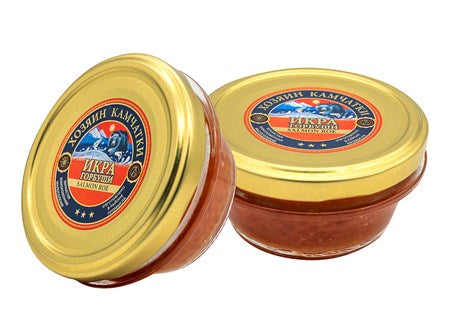 100g Hosjain Kamchatki Kaviar Gorbuscha Prem. o.K-18° // Икра зернистая лососевая Премиум солено-мороженая
