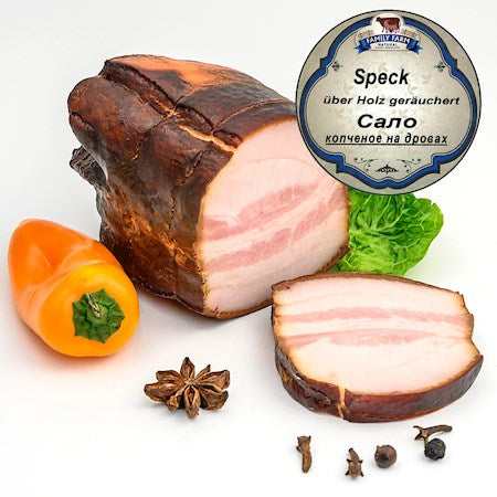 Family Farm Meat Über Holz geräuchert Speck ca.250g // Family Farm Сало на дровах копченноe