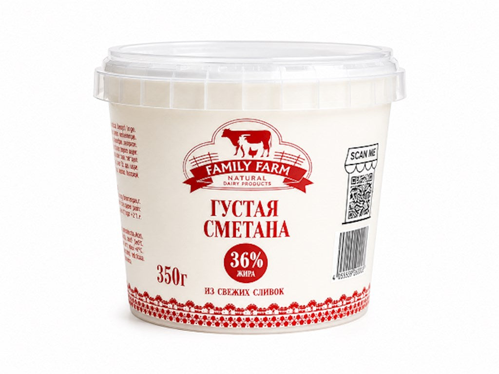 350g Family Farm Milk Süßrahm 36% // Густая Сметана из свежих сливок 36%