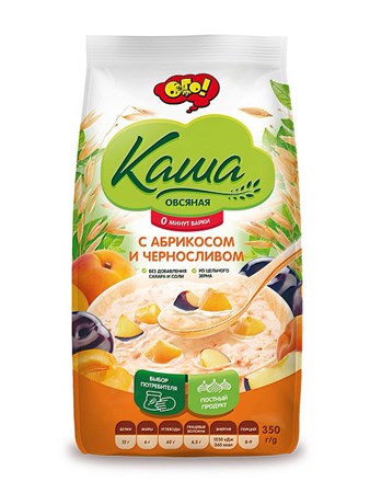 350g OGO! Haferbrei mit Aprikose/Pflaumen // Каша овсяная с абрикосом и черносливом