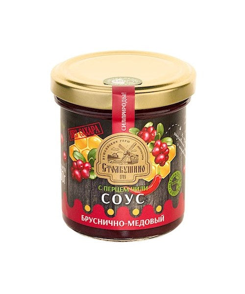 160g Stolbushino Preiselbeer-Honig Sauce mit Chilischoten // Столбушино Соус бруснично-медовый с перцем чили