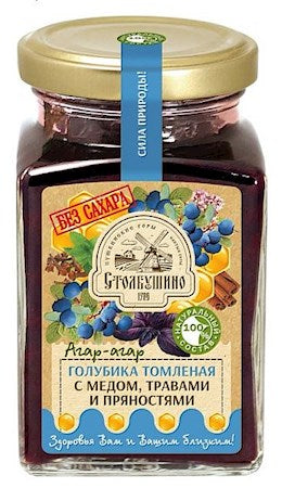 250g Stolbushino Blaubeeren m Honig/Kräutern oh Zucker // Голубика томленая с мёдом, травами и пряностями