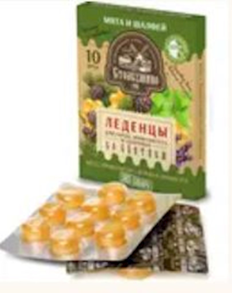 32g Stolbushino Bonbons Minze-Salbel mit Sbiten // Столбушино Леденцовая карамель с мятой, шалфеем и кедровым сбитнем