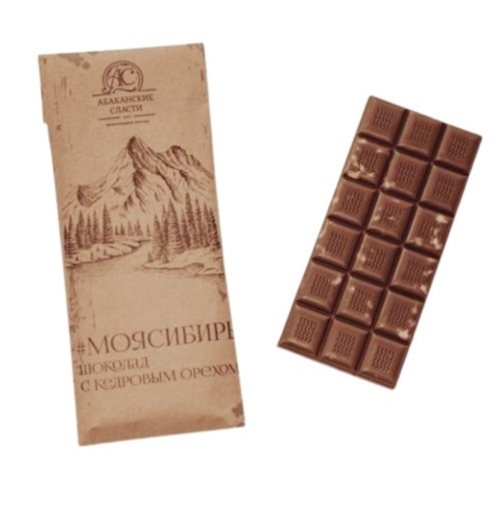 90g Abakan.Slasti Vollmilchschokolade mit Pinienkernen // Молочный Шоколад с Кедровым орехом
