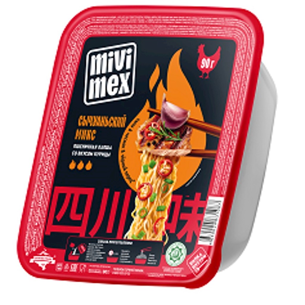 90g MIVIMEX Vermicelli mit Hähnchegeschm. "Sechuan Mix" // Вермишель со вкусом курицы "Сычуаньский Микс"