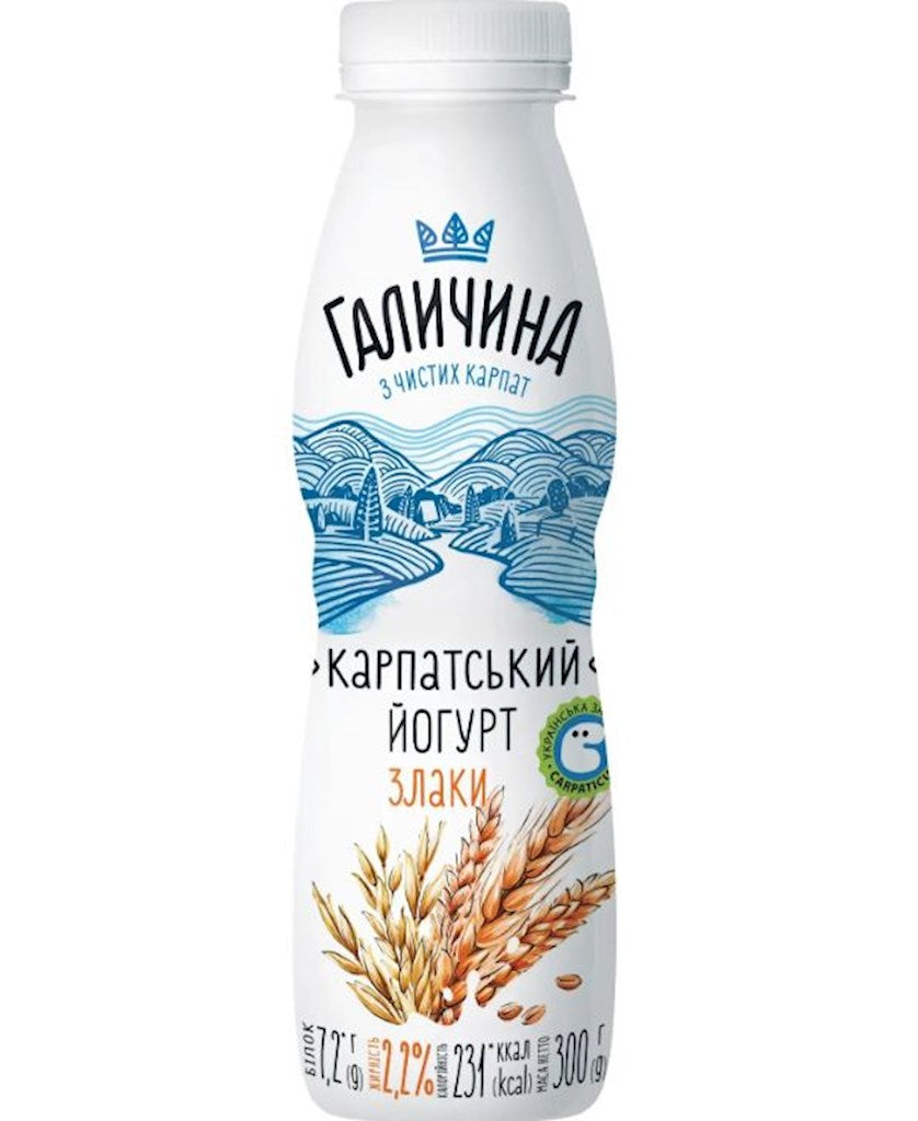 300 г питьевого йогурта «Галичина» Абрикос 2,2% жирности // Напиток «Йогурт-абрикос» 2,2%