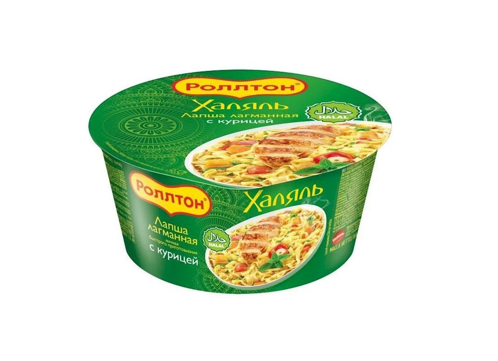 90g Rollton Instant-Nudeln Halal mit Huhn, Becher // Роллтон Лапша Халяль лагманная с вкусом курицы