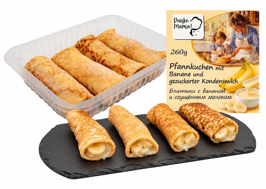 260g Spasibo Mama Pfannkuchen mit Banane und gez. Kondensm // Спасибо Мама Блинчики с бананом и сгущ.молоком