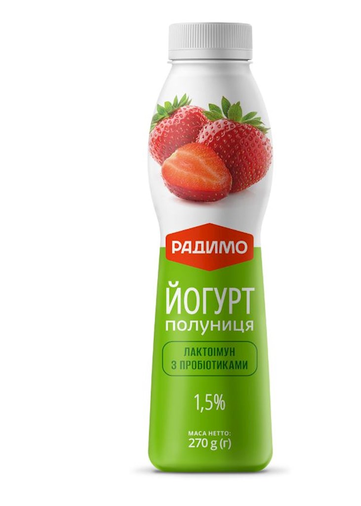 270g Radimo Trinkjoghurt Erdbeerzubereitung 1,5% Fett // Напиток Йогуртс клубничной добавкой