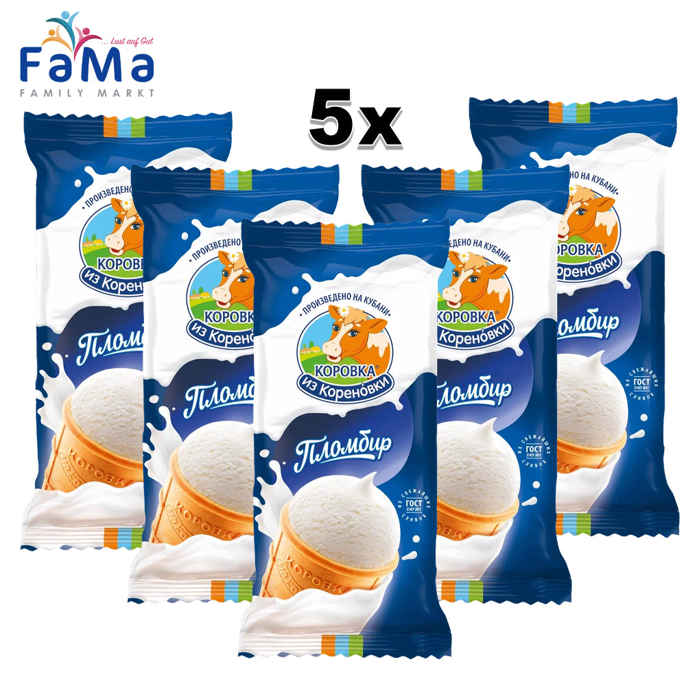 5x100g KiK Eis Plombir aus Sahne // КИК Мороженое Пломбир в вафельном стаканчике