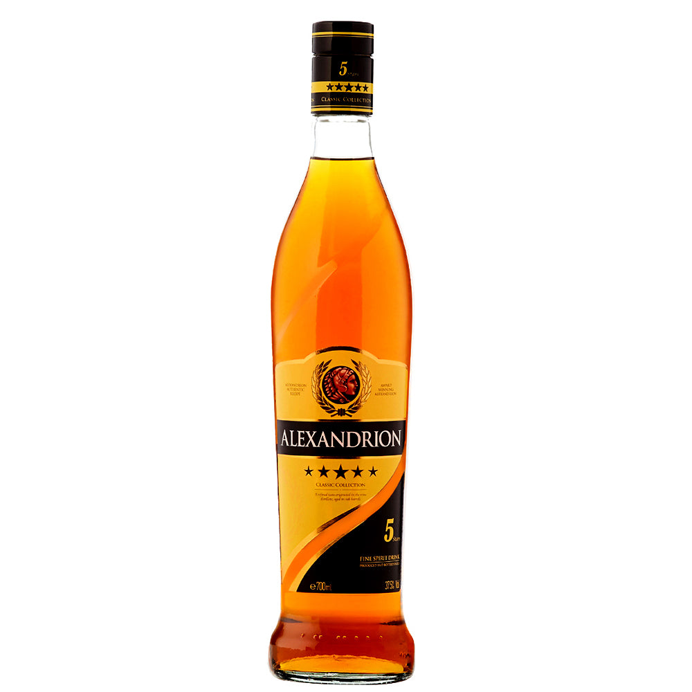 0,7 Liter Alexandrion 5 STERNE Classic Collection Alc.37,5% Vol. Geschenkverpackung mit 2 Gläsern