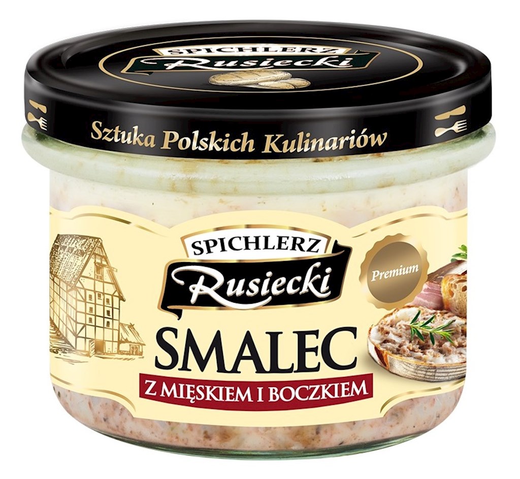 160g Sp. Rusiecki Schmalz mit Fleisch und Speck // Смалец свиной с беконом и мясом