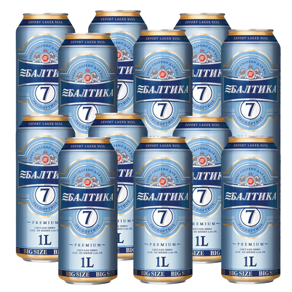 12xBaltina-7_dose 12X0,9L HELLES BIER BALTIKA Nr.7 PREMIUM EXPORT Alc.5,4% Dose  ПИВО СВЕТЛОЕ