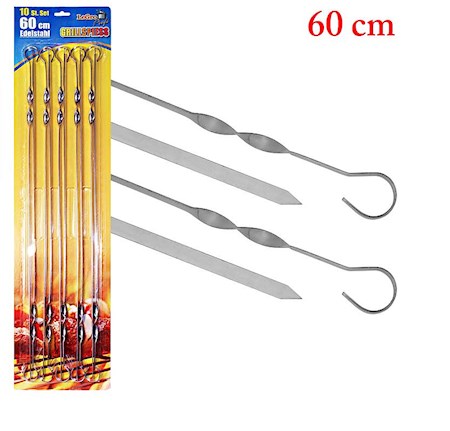 10er Packung 60cm Grillspießset Schaschlikspieß Kebabspieß Schaschlik Spieß Edelstahl