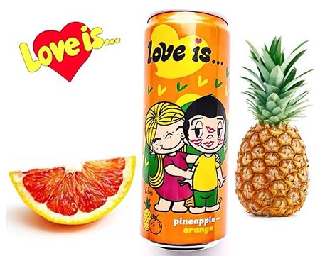 330ml Erfrischungsgetränk LOVE IS mit Ananas-Orange Geschmack // Напиток со вкусом Ананас-Апельсин