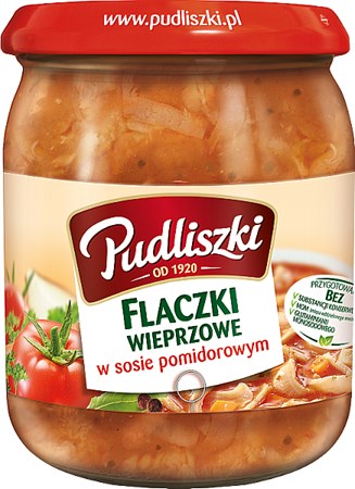 500g Flaczki wieprzowe/Schweinepansen mit Tomatens // Pudlizki Рубец свинины с помидорами