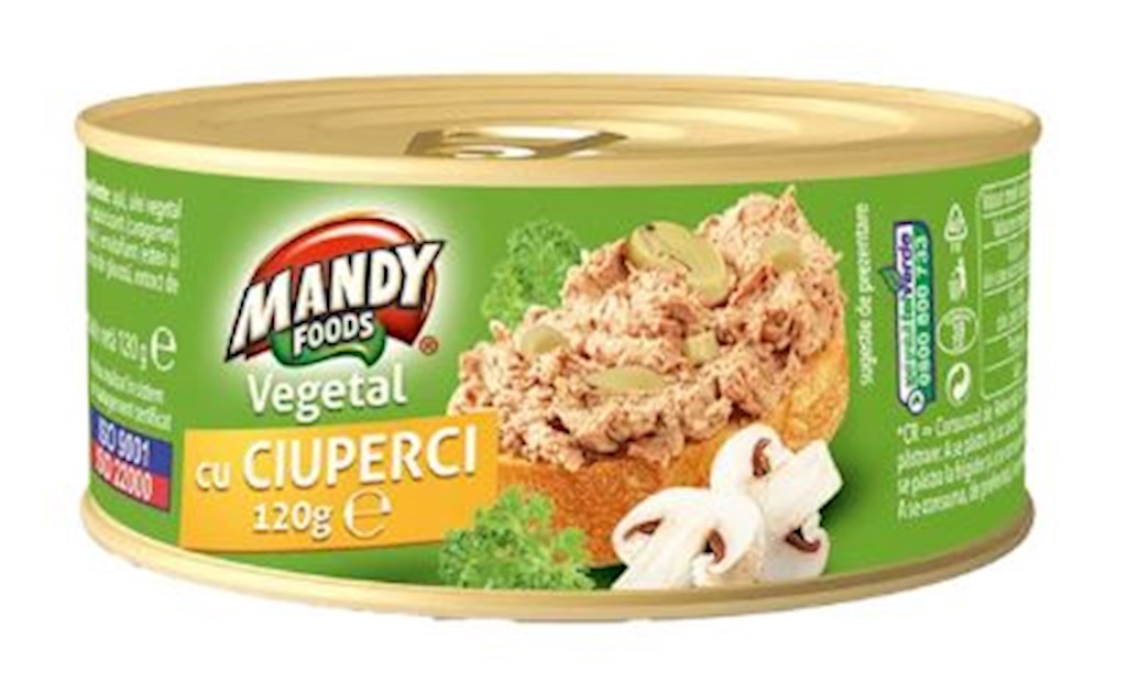 120g Mandy Foods Gemüseaufstrich m Pilze /Pate cuiperci // Овощной Паштет с грибами  120g Mandy Foods Gemüseaufstrich m Pilze /Pate cuiperci // Овощной Паштет с грибами