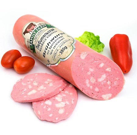 400g Family Farm Meat Brühwurst Lübitelskaja mit Speck // Колбаса Любительская 400g Family Farm Meat Brühwurst Lübitelskaja mit Speck // Колбаса Любительская