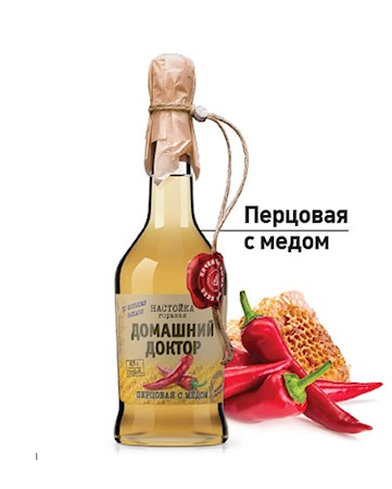 Pfefferwodka Tinktur Alc.35% Vol. Domaschny Doktor Pfeffer & Honig 0,5l Flasche Перцовка Водочная