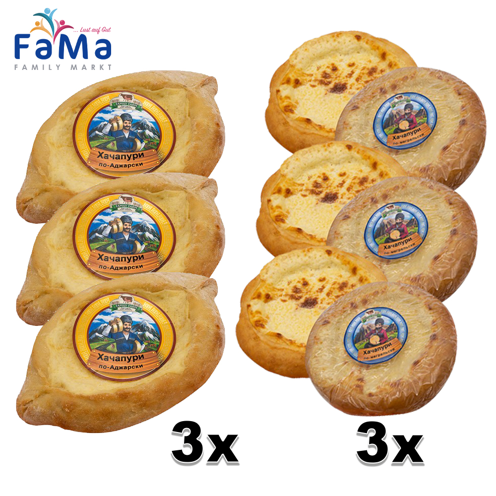 1,8kg Khachapuri - russische Fladen mit Füllung - Familien SET Adjarian/Megrelian Art