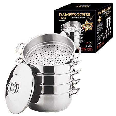 13046_26012021110327 Dampfkocher 28 cm 6Tlg; Edelstahl 18/10 , Metallgriffe // Пароварка 28 см