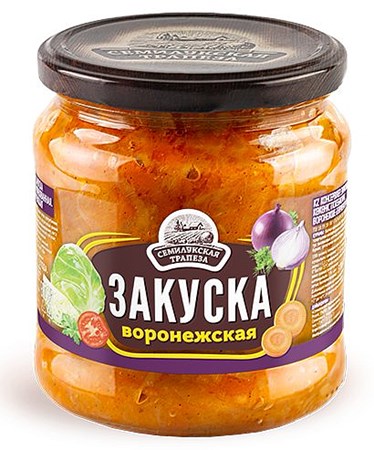 460g Semiluki Gemüsezubereitung mit Kraut Voronezskaja // Oвощная Закуска Воронежская