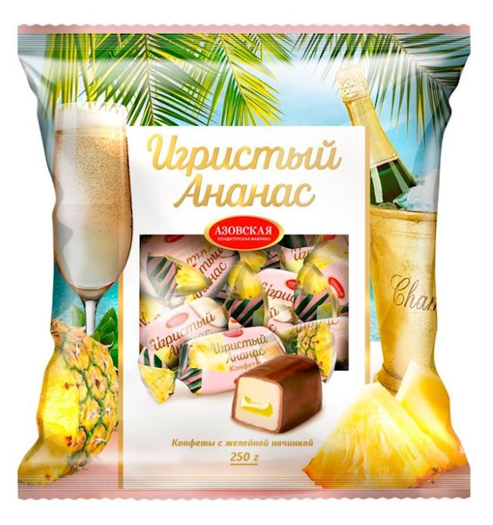 250g AKF Pralinen mit Geleefüllung „Igristuj Ananas“ // Конфеты "Игристый ананас" 