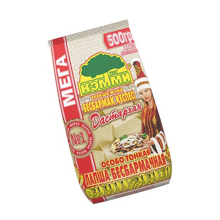 450g Kemmi Nudelplatten, Mega Dastarkhan extra dünn // Лапша бесбармачная Мега Дастархан 