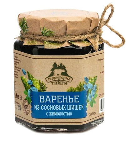 250g TerritorijaTaigi Tannenzapfen in Sirup mit Heckenkirschen // Варенье из сосновых шишек с жимолостью   