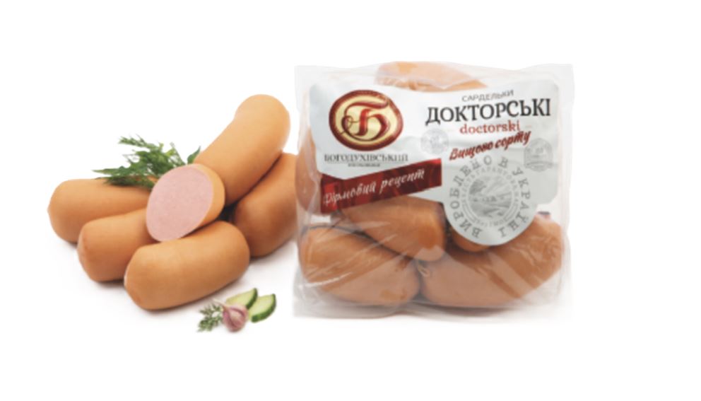 800g Bogodukhivsky (Saltov) Sardelki Doktorsije  // Богодухивский (Салтовский МК) Сардельки Докторские