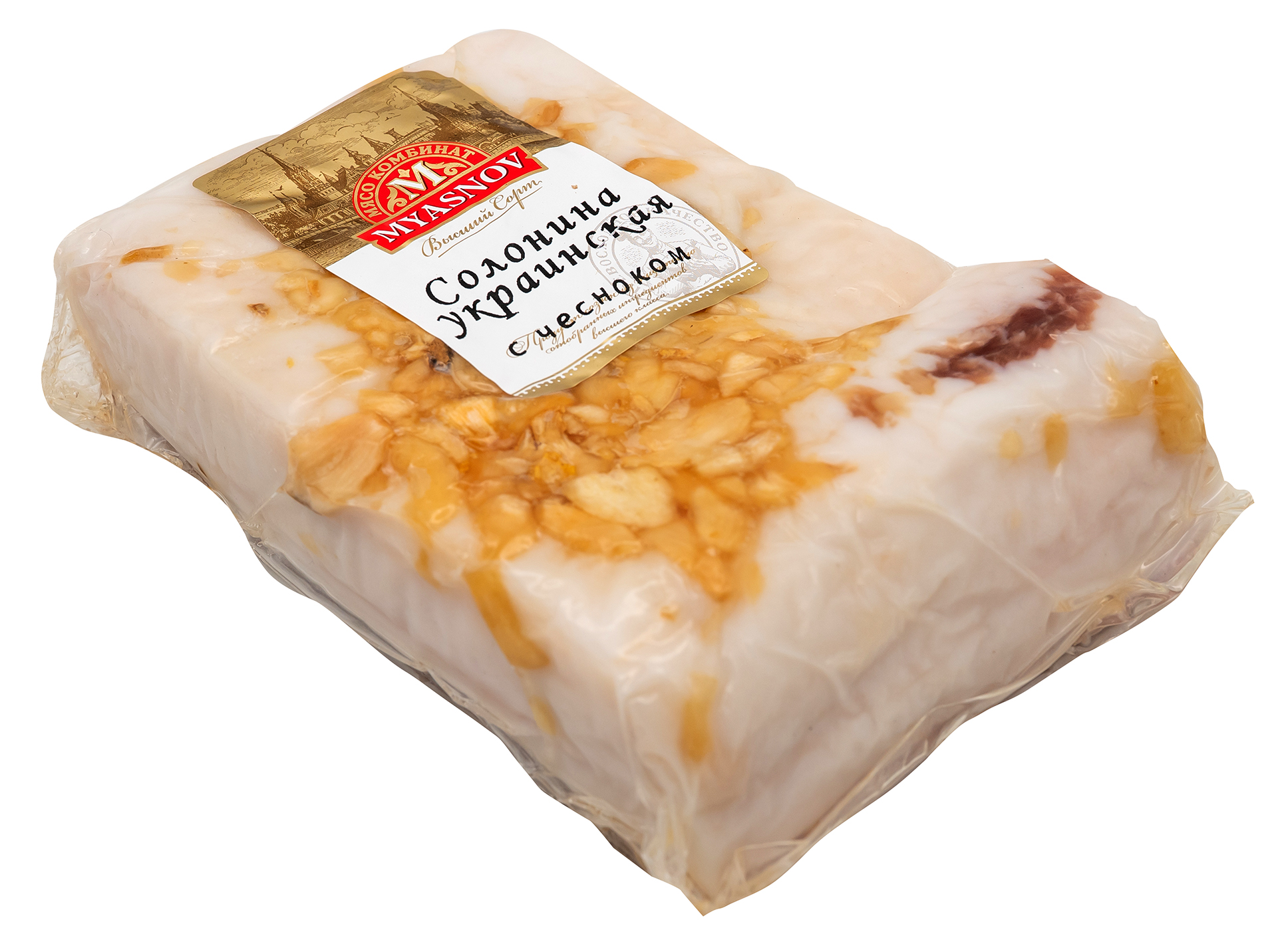 MYASNOV Speck gesalzen mit Knoblauch  ca. 600g  // Солонина украинская с чесноком