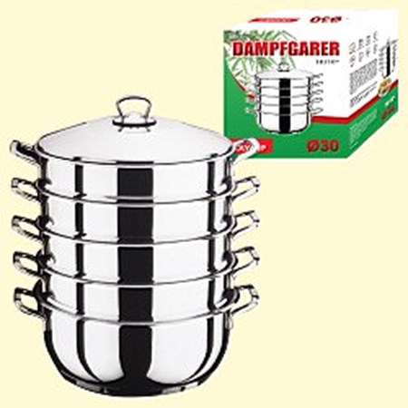 13038_24012021183331 Dampfkocher 30 cm 6Tlg; Edelstahl, mit Metallgriffen // Пароварка 30см