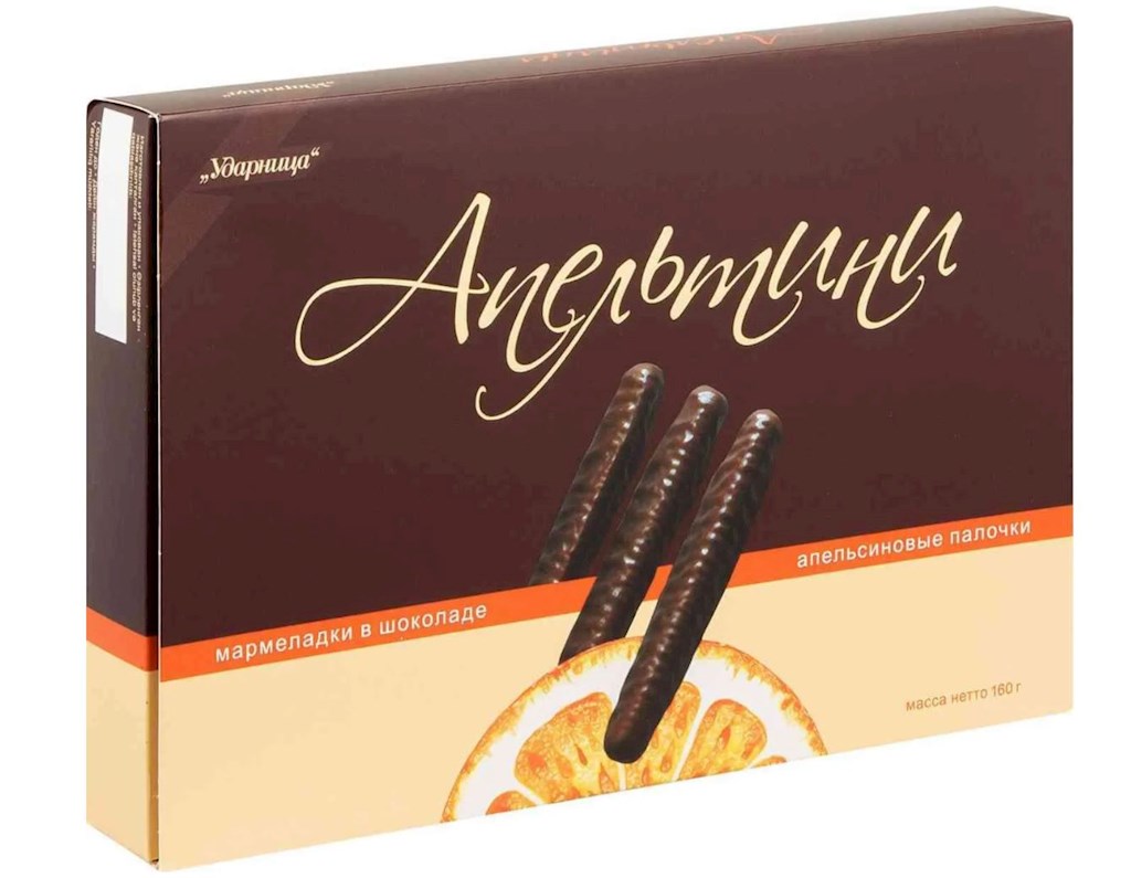 160g Udarniza Schokomarmelade "Apeltini Orange Sticks“ // Мармеладки в шоколаде "Апельсиновые палочки Апельтини"