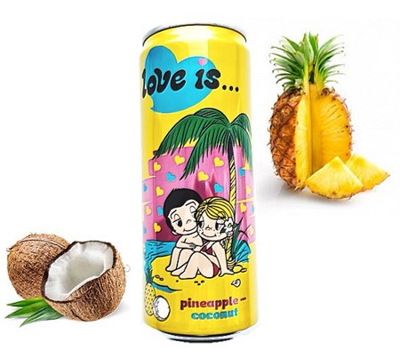 330ml Erfrischungsgetränk LOVE IS mit Ananas-Kokos Geschmack // Напиток со вкусом Ананас-Кокос