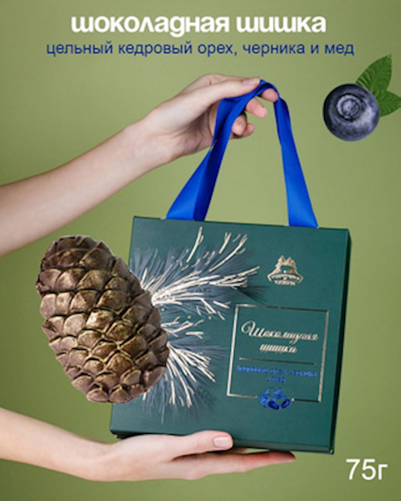 75g Terr.Taigi Schokoladenzapfen Pinienk./Blaubeere/Honig // Шишка кедровая из темного шоколада с черникой 75g Terr.Taigi Schokoladenzapfen Pinienk./Blaubeere/Honig // Шишка кедровая из темного шоколада с черникой