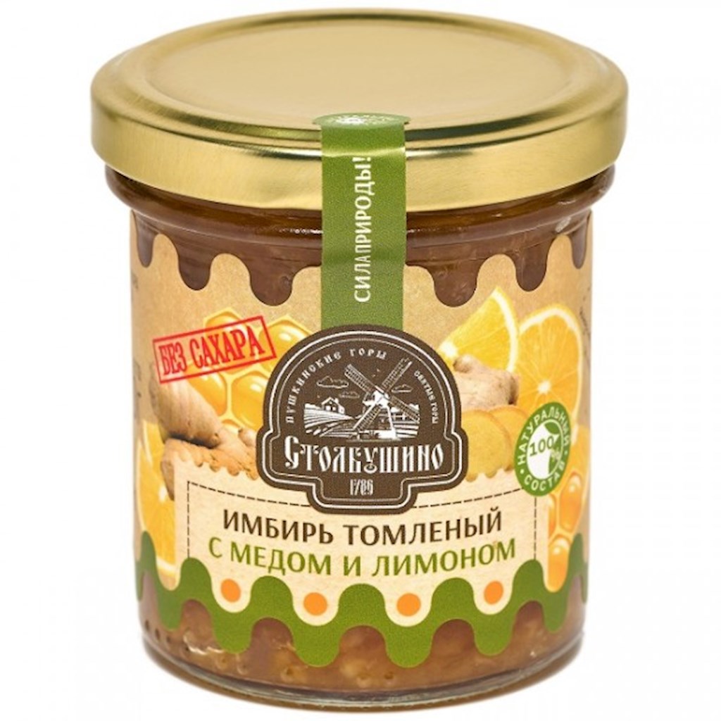 160g Stolbushino Ingwer m Honig/Zitrone ohne Zucker  // Имбирь томленый с медом и лимоном 