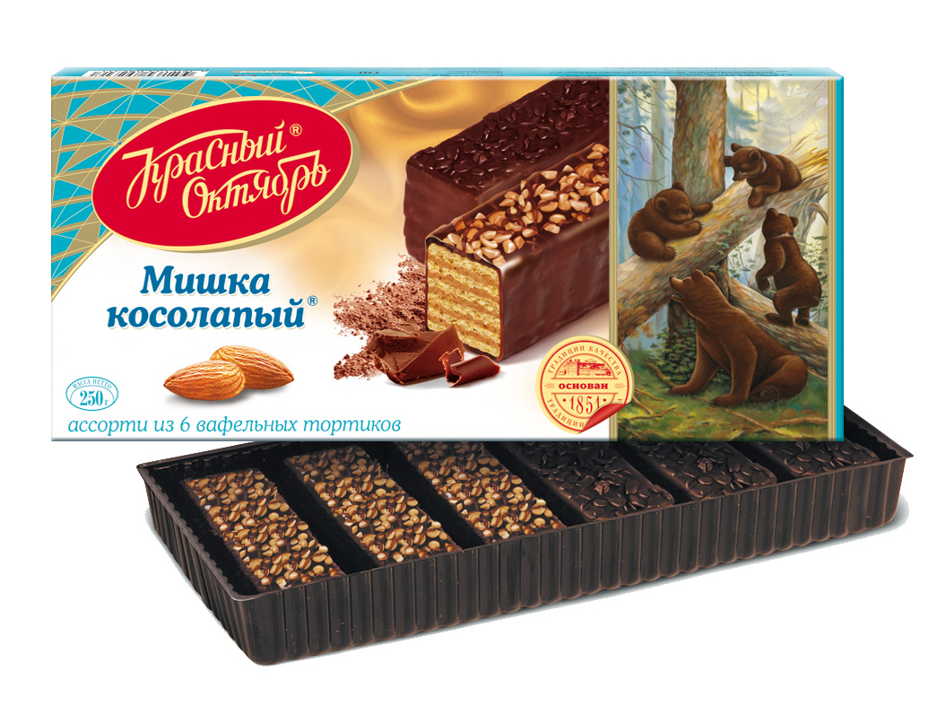 28249f4400514565cc2874d462e33aee 250g Waffeltorte Mischka Schokolade mit Mandeln Roter Oktober