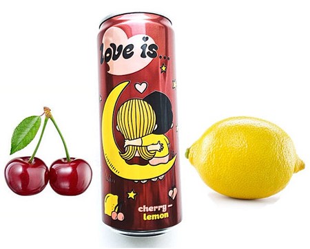 330ml Erfrischungsgetränk LOVE IS mit Kirsche-Zitrone Geschmack // Напиток со вкусом Вишня-Лимон