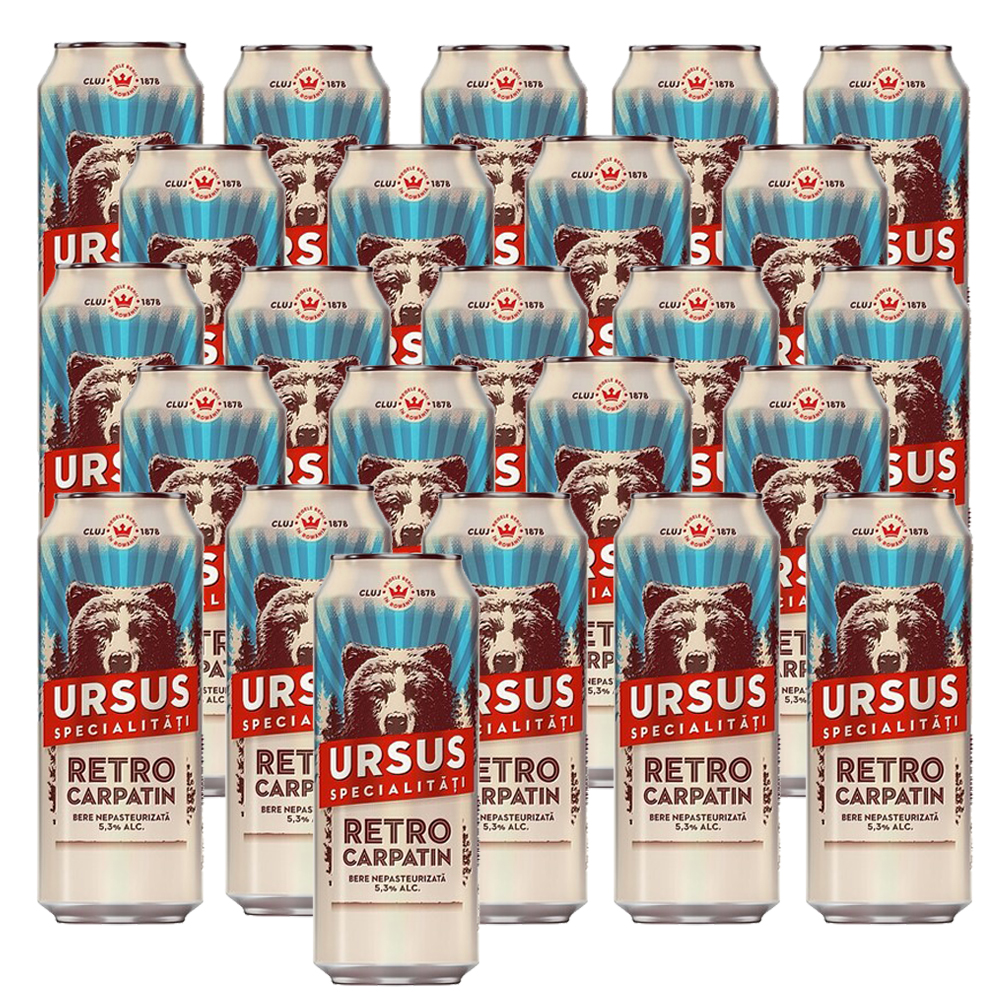 24X0,5L Ursus Bier hell Alc.5,3% RETRO CARPATIN Blechdose inkl.Pfand ПИВО РУМЫНСКОЕ PIWO BERE