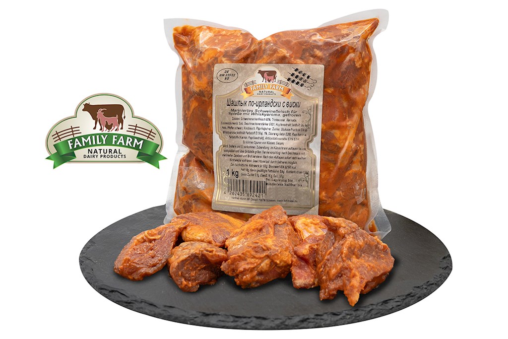 1 kg FF Meat Schaschlik Schwein "Irland-Whisky Arom" -18°C //  Шашлык из свинины со вкусом ирландского виски 1 kg FF Meat Schaschlik Schwein "Irland-Whisky Arom" -18°C //  Шашлык из свинины со вкусом ирландского виски