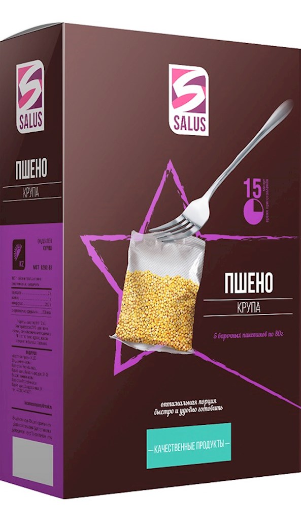 400g Salus Hirse in Kochbeuteln (5*80) //  Пшено в варочных пакетах