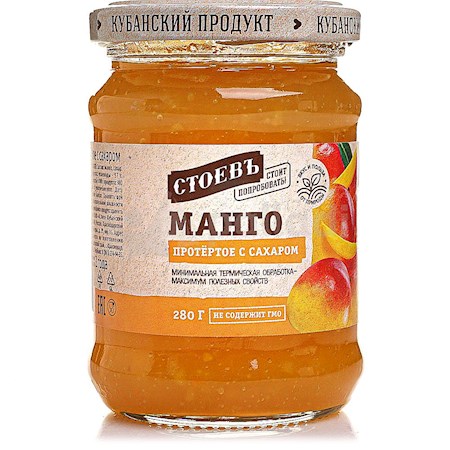 280g Stoev Brotaufstrich aus Mango mit Zucker // Манго протертое с сахаром