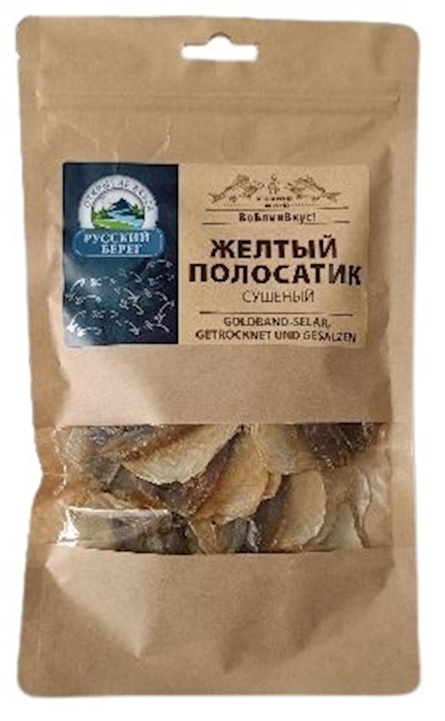 100g Russkij Bereg Goldband Selar getrocknet/gesalzen // Желтый Полосатик, сушеный