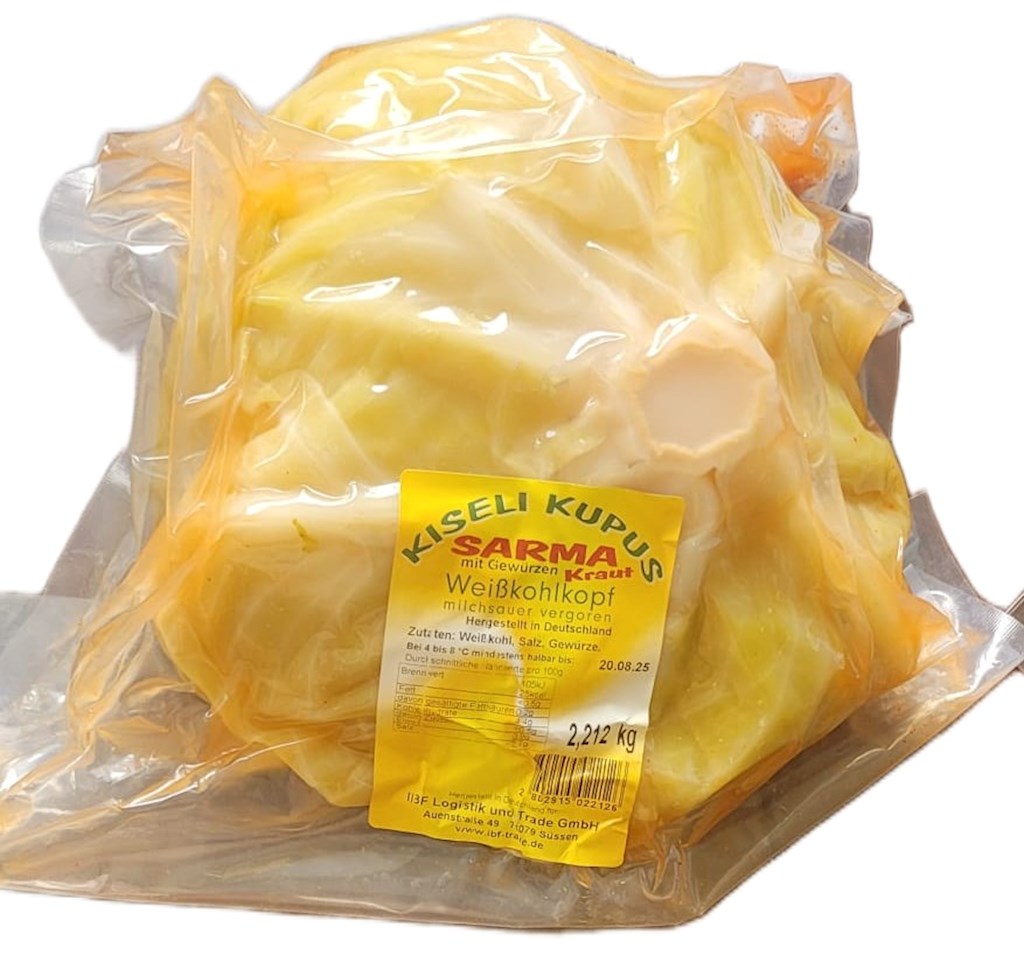 ca.2kg Kiseli Kupus Sauerkrautkopf vergoren, mit Gewürze // Капуста соленая, качан, с перцем