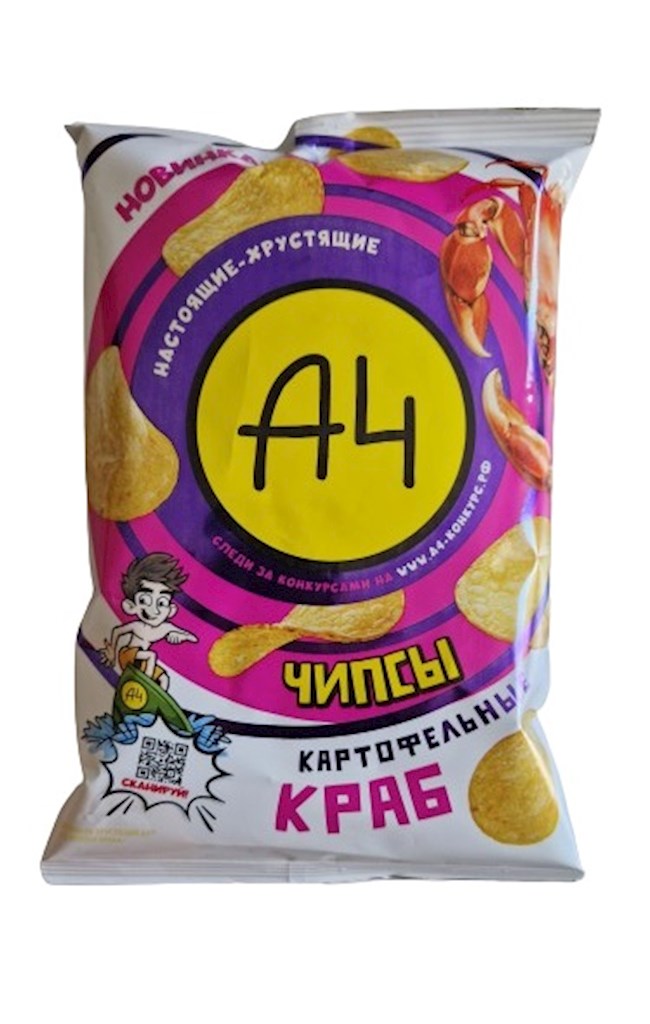 50g A4 Kartoffelchips mit Krabbengeschmack  // A4 Картофельные Чипсы со вкусом Краба 