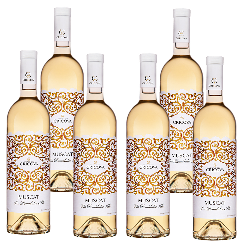 6 X 0,75 Liter CRICOVA Wein MUSCAT halbsüß ALC.13% Vol. Muskat  МУСКАТ МОЛДАВСКОЕ ВИНО