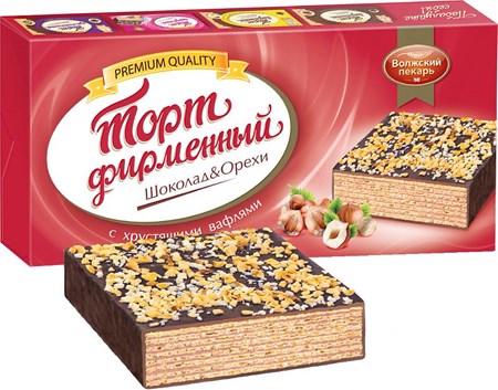 270g Waffeltorte Schokolade und Nüsse ВАФЕЛЬНЫЙ ТОРТ ВОЛЖСКИЙ ПЕКАРЬ