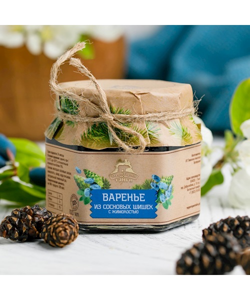 150g Terr.Taigi Tannenzapfen in Sirup mi Heckenkirschen  // Территория Тайги Варенье из сосновых шишек с жимолостью 150g Terr.Taigi Tannenzapfen in Sirup mi Heckenkirschen  // Территория Тайги Варенье из сосновых шишек с жимолостью