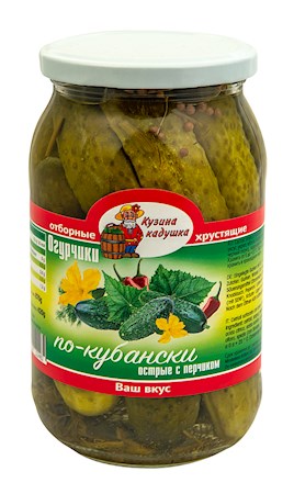 870g Kuz. Kad. Gurken po-kubanski scharf // Огурцы по-кубански с перчиком 870g Kuz. Kad. Gurken po-kubanski scharf // Огурцы по-кубански с перчиком
